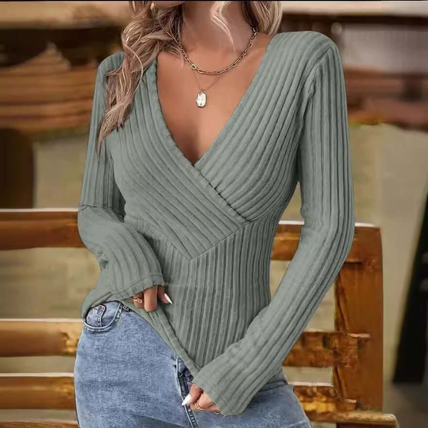Soft Women's V-Neck Cable Knit Sweater