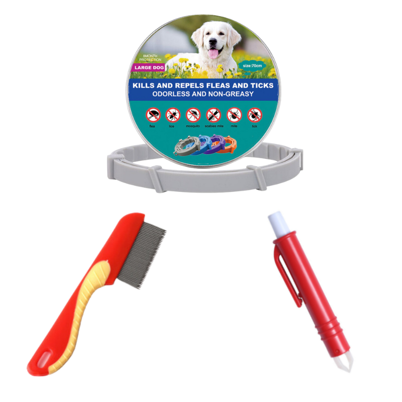 "Bio anti flea and tick collar for cats and dogs with eco-friendly protection, featuring natural oils and adjustable fit."