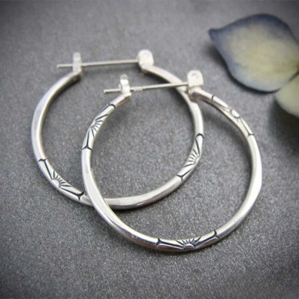 Classic Round Silver Drop Earrings - Luxivelle