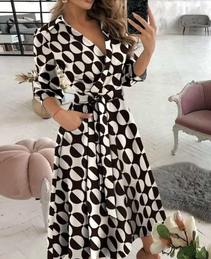 Ladies' Chic Long Sleeve Midi Dress