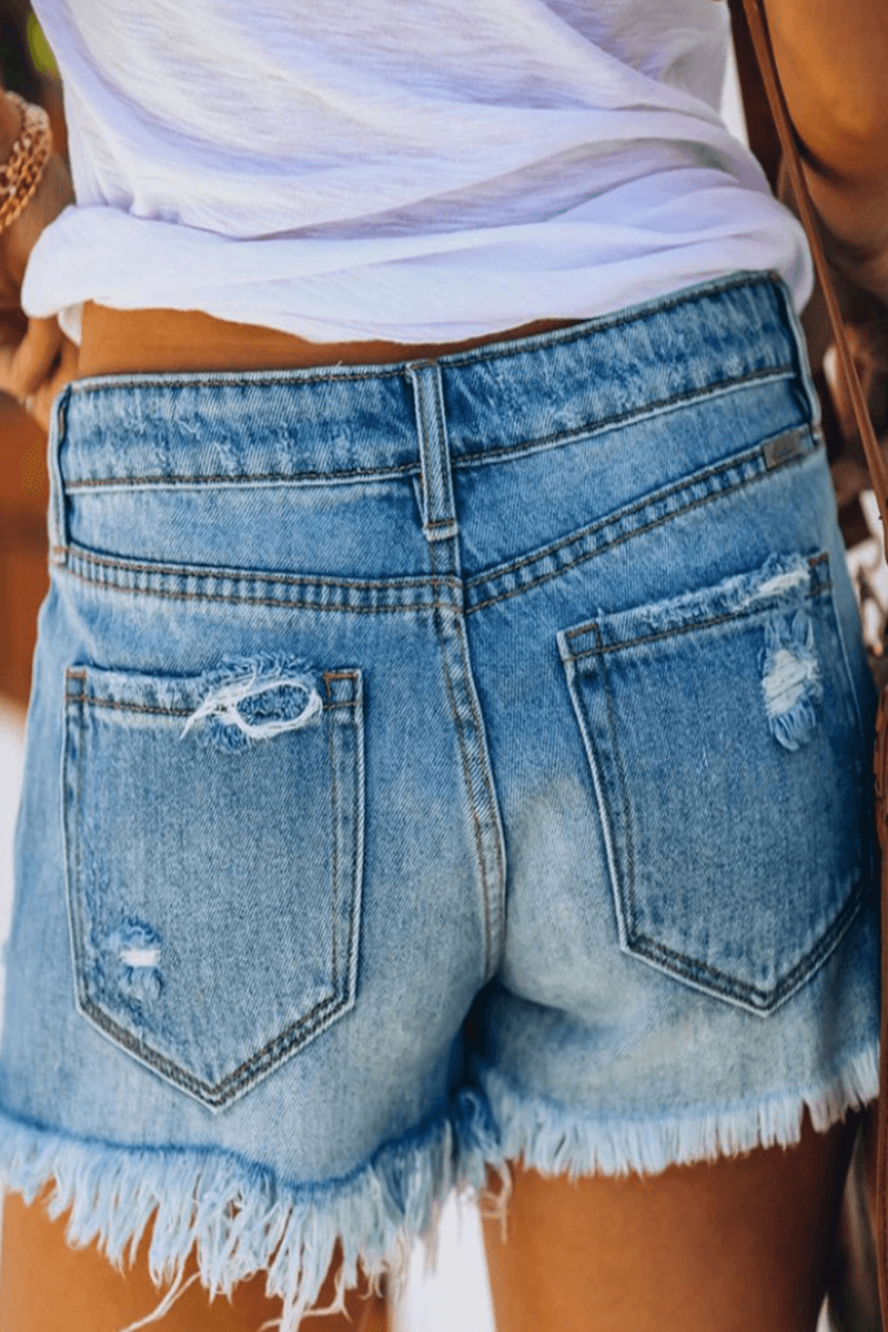 Ladies' Fashion Ripped High Waisted Jeans Shorts