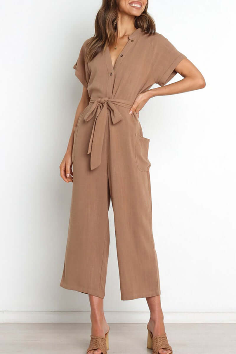 Ladies' Classic V-Neck One-Piece Jumpsuit