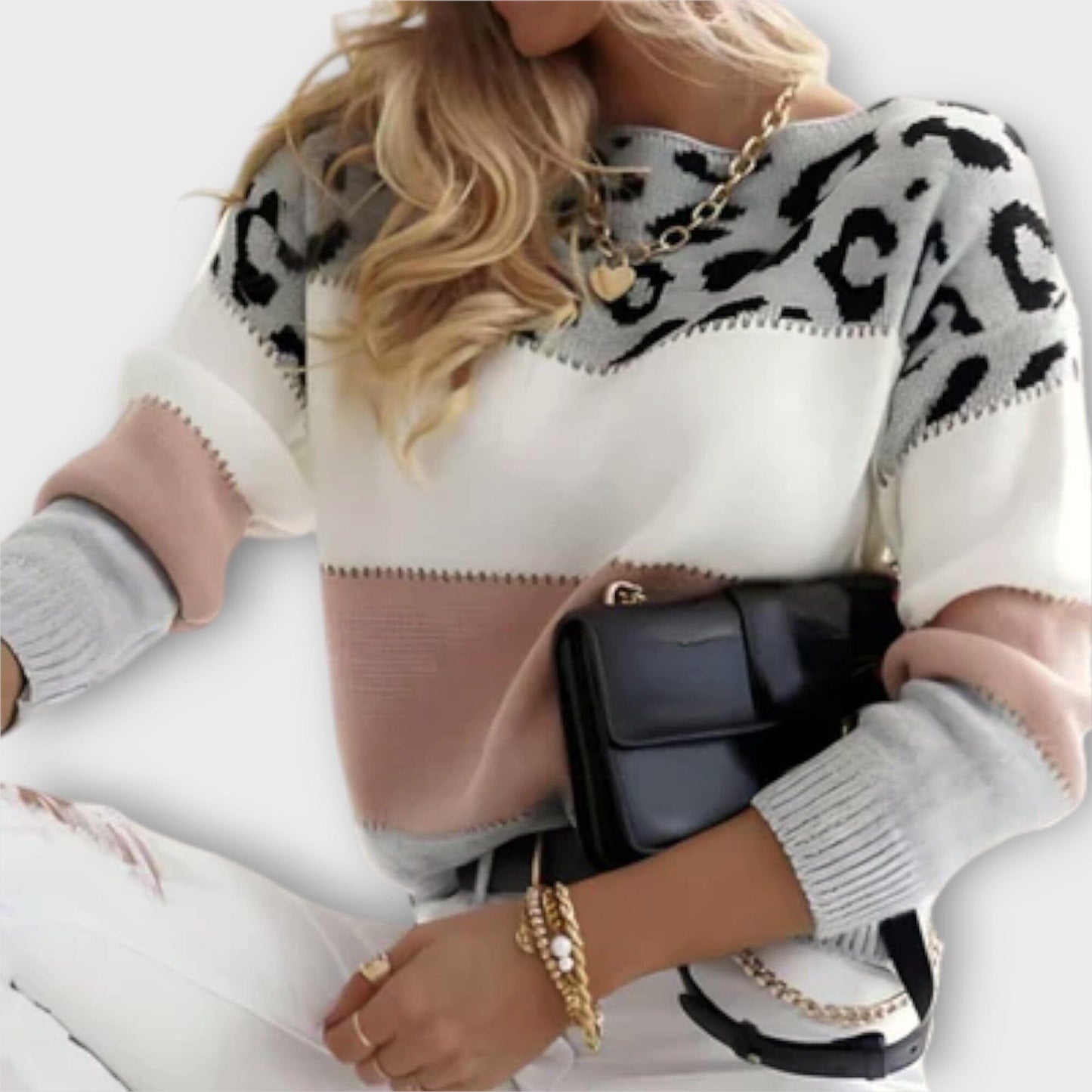 Relaxed Fit Leopard Print Sweater