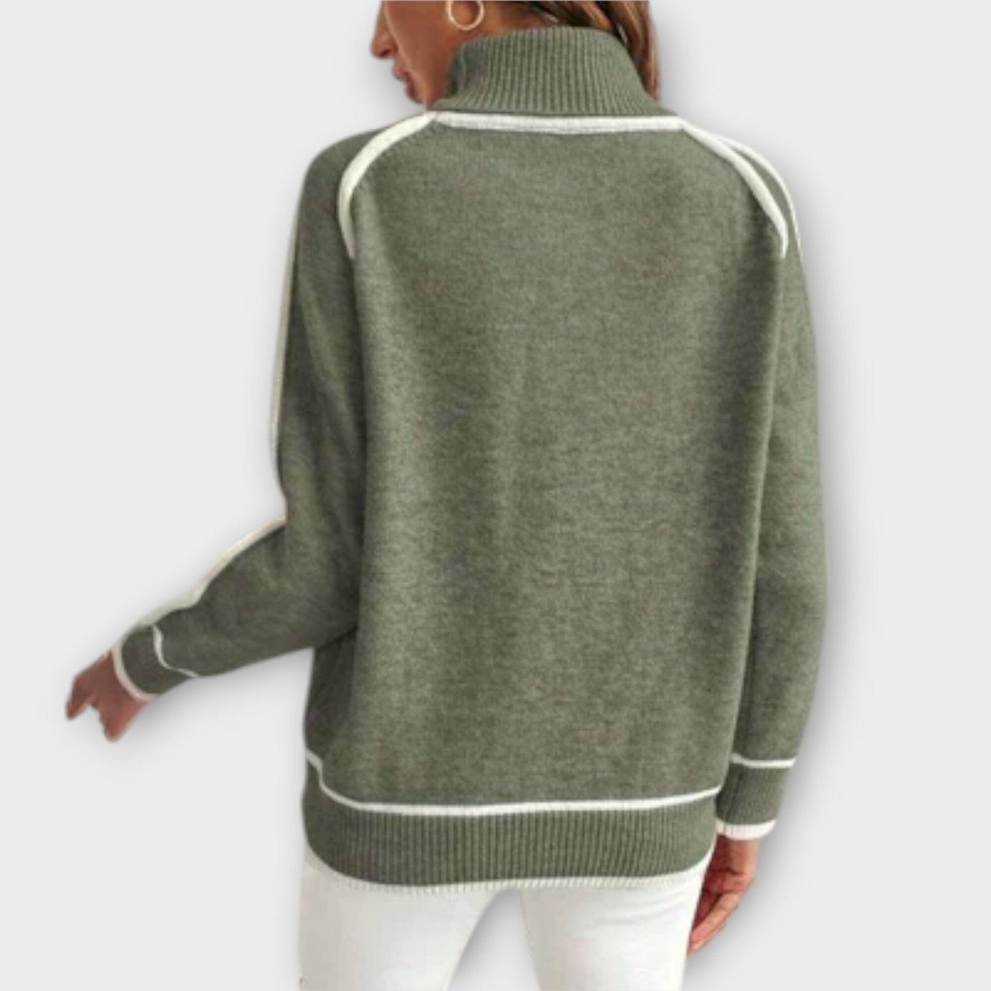 Cozy Olive Crew Neck Knit Sweater