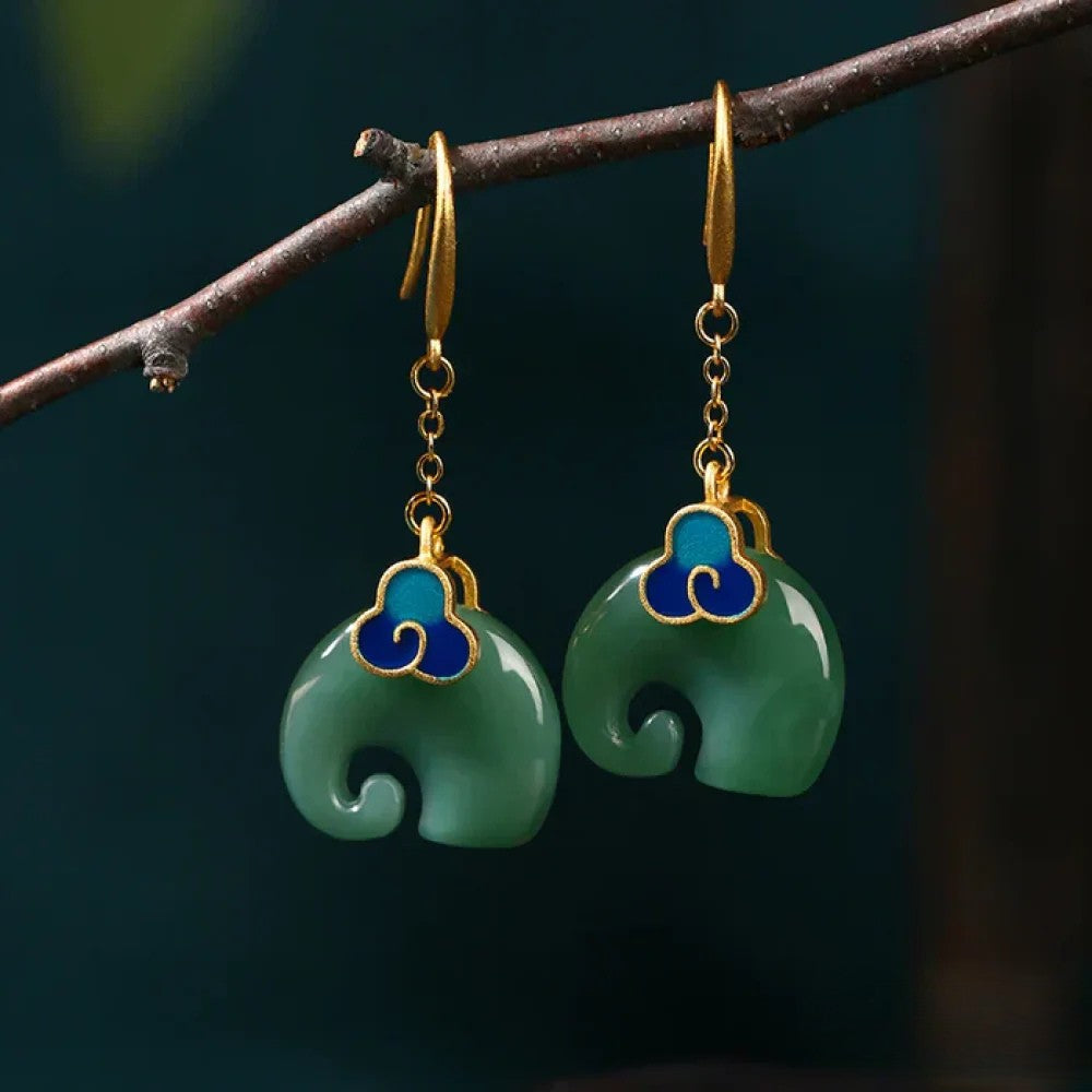 Vintage Style Elephant Drop Earrings - Luxivelle