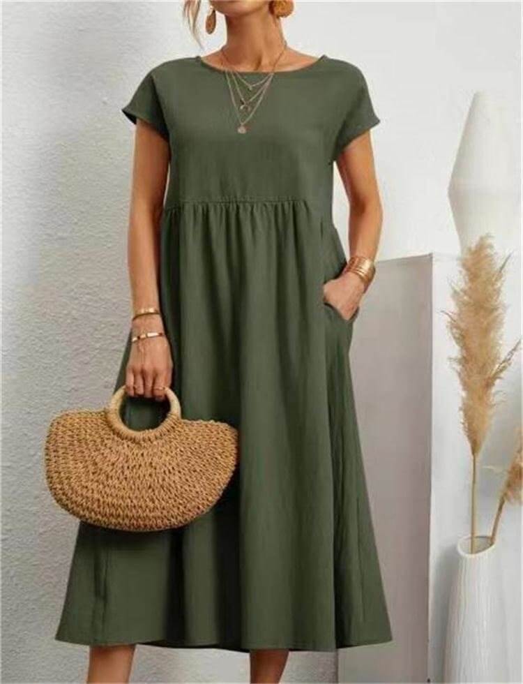 Breathable Strapless Mid Length Summer Dress