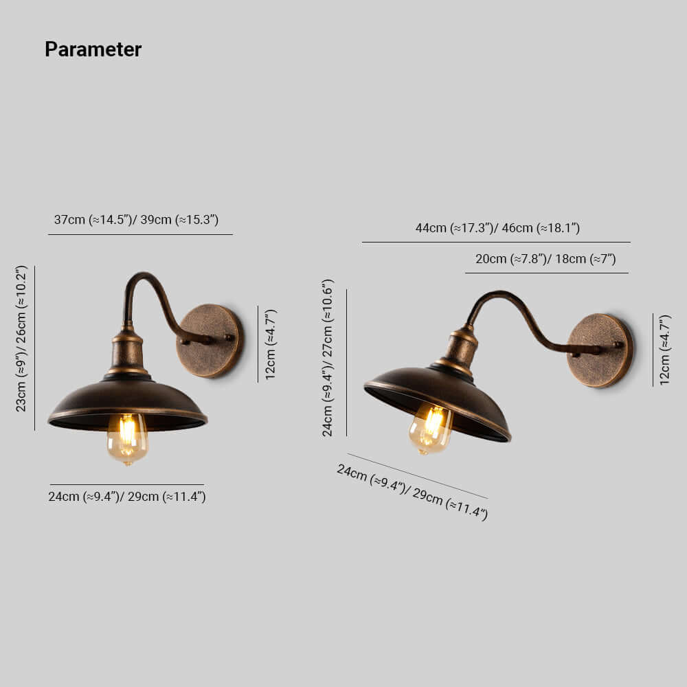 Vintage Waterproof Outdoor Wall Light Brass Finish