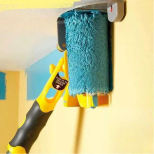 "Ergonomic corner edge paint roller with precision guide for crisp lines, featuring a comfortable handle for DIY painting."