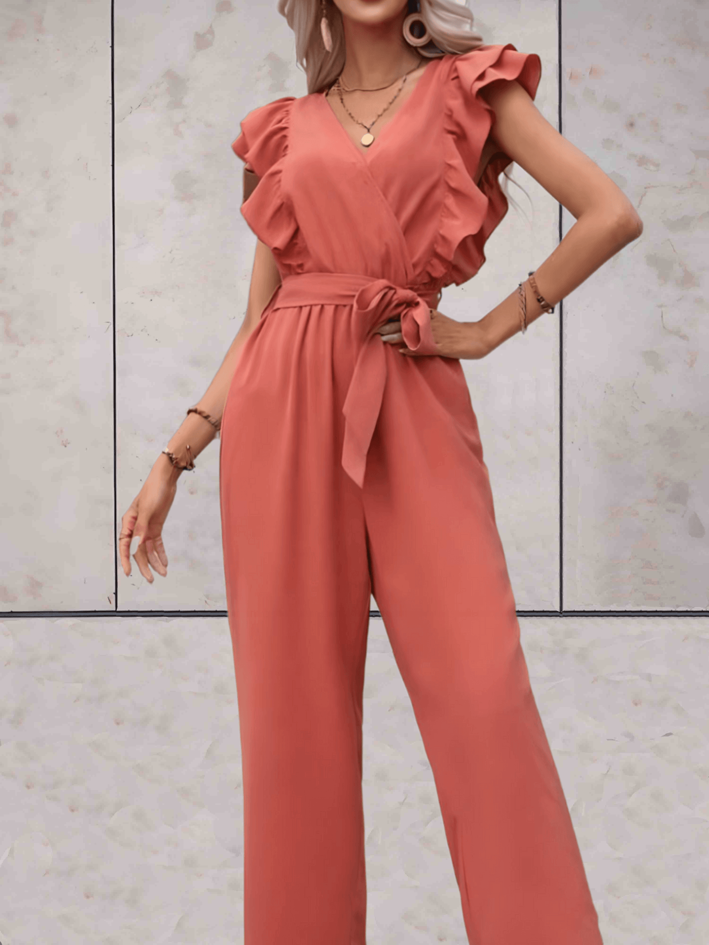 Chic Flare Sleeve V-Neck Romper