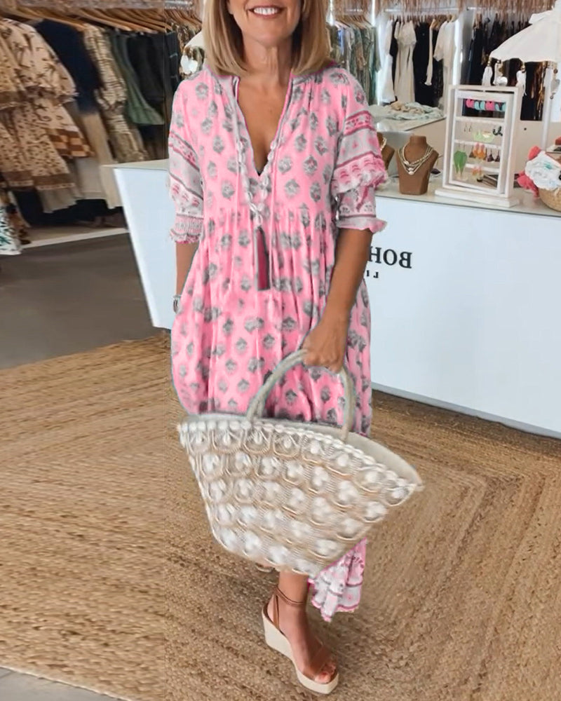 Loose Fit Floral Maxi Dress Comfortable Cotton Sundress