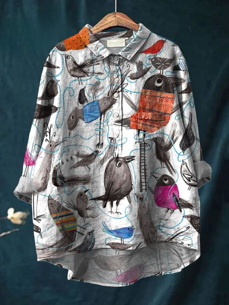 Ladies Floral Pattern Button Down Shirt - Luxivelle