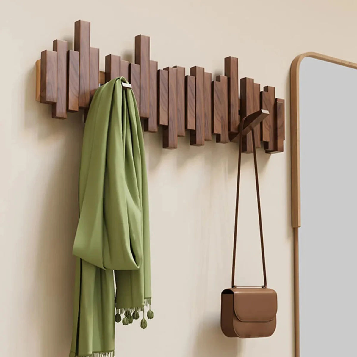 Space Saving Wall Mounted Coat Rack With Folding Hooks