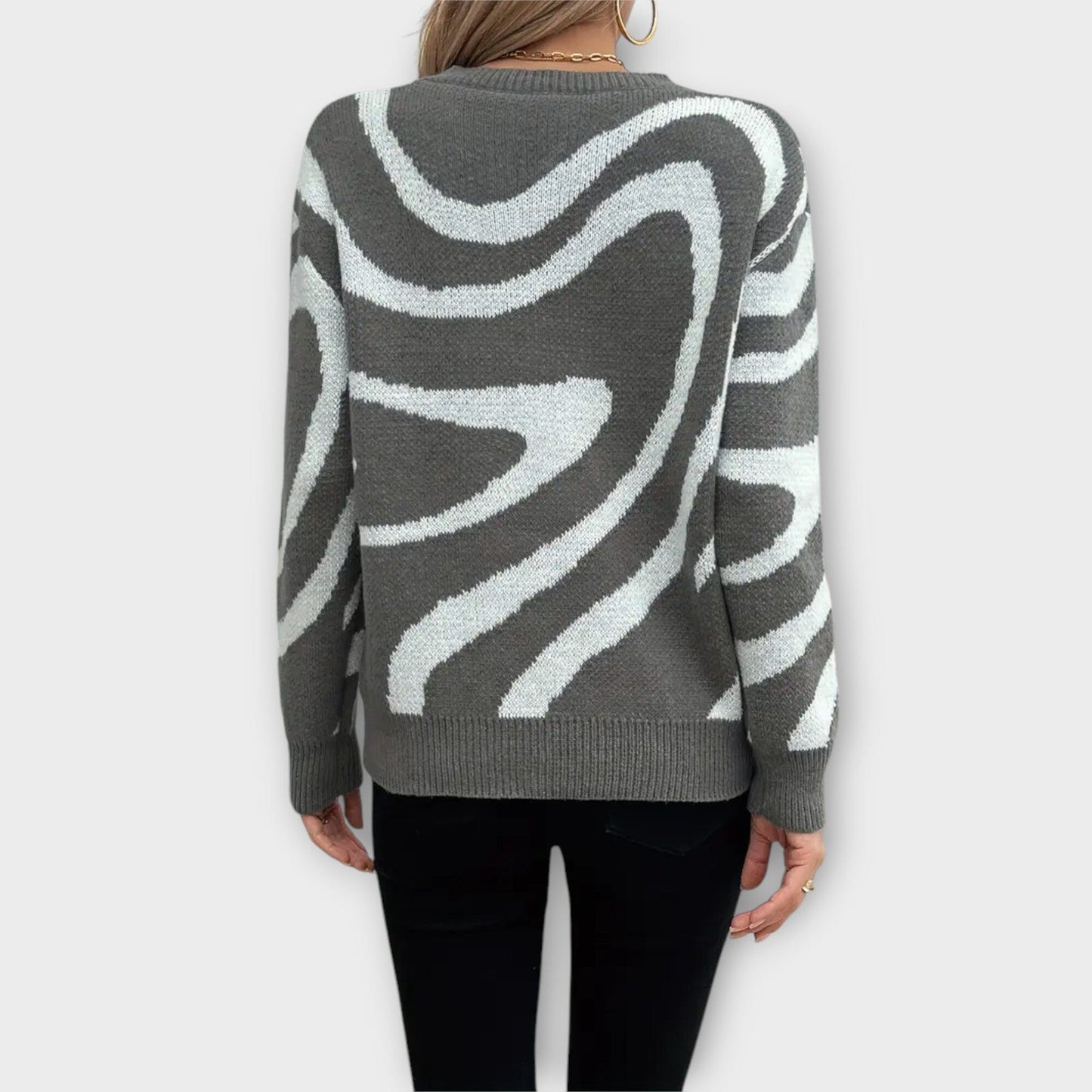 Soft Knit Sweater with Pretty Floral Pattern