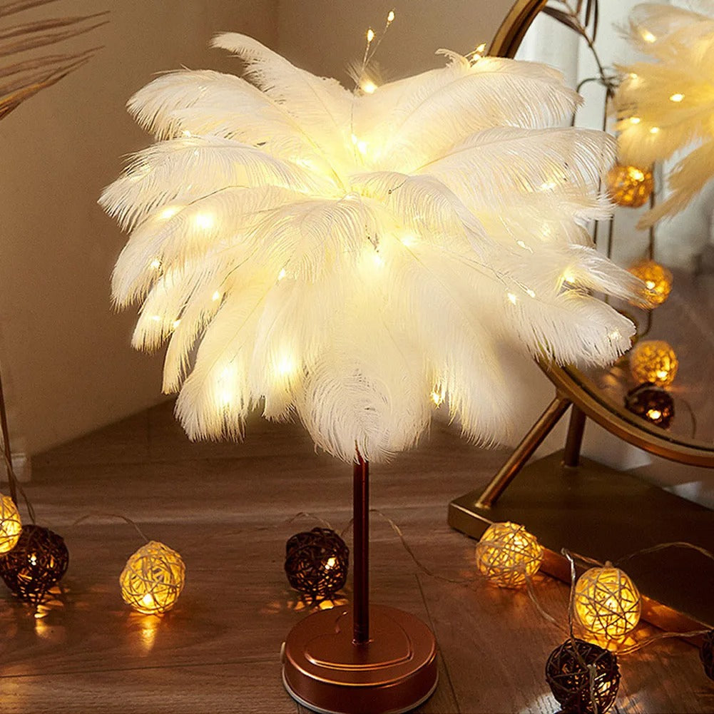 Tropical Leaf Table Desk Lamp, USB Rechargeable
