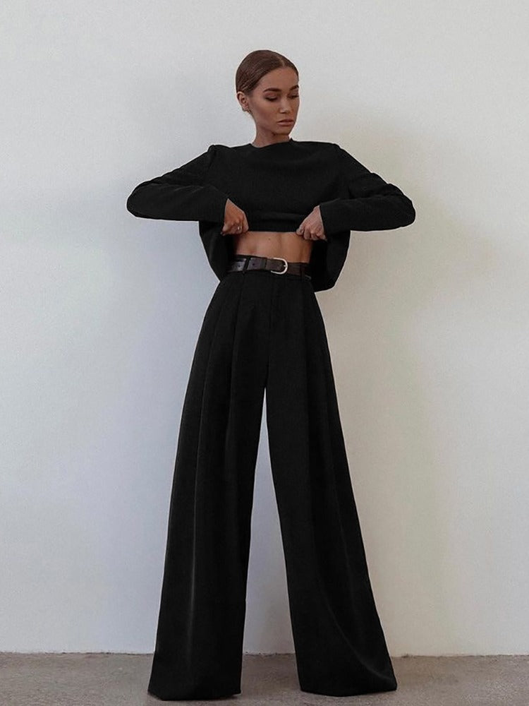 Ladies Comfortable Long Sleeve Shirt and Palazzo Pants Set