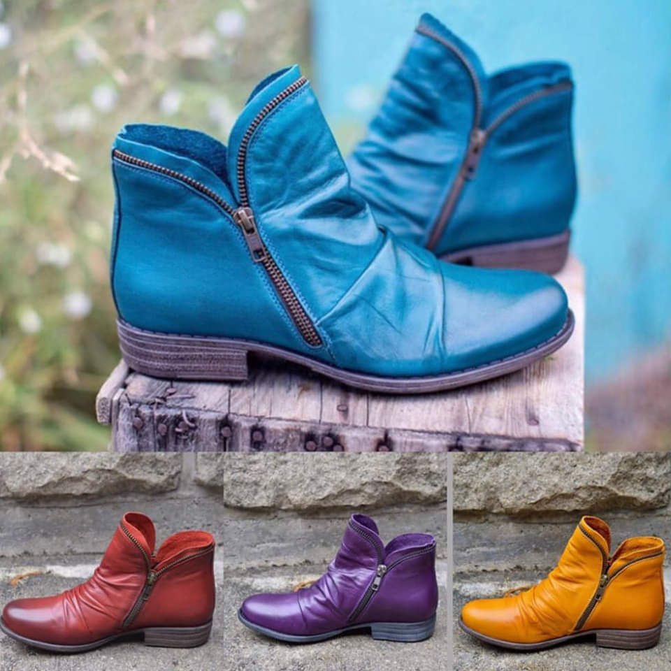 Women's Comfortable Zip Up Ankle Boots Classic Style