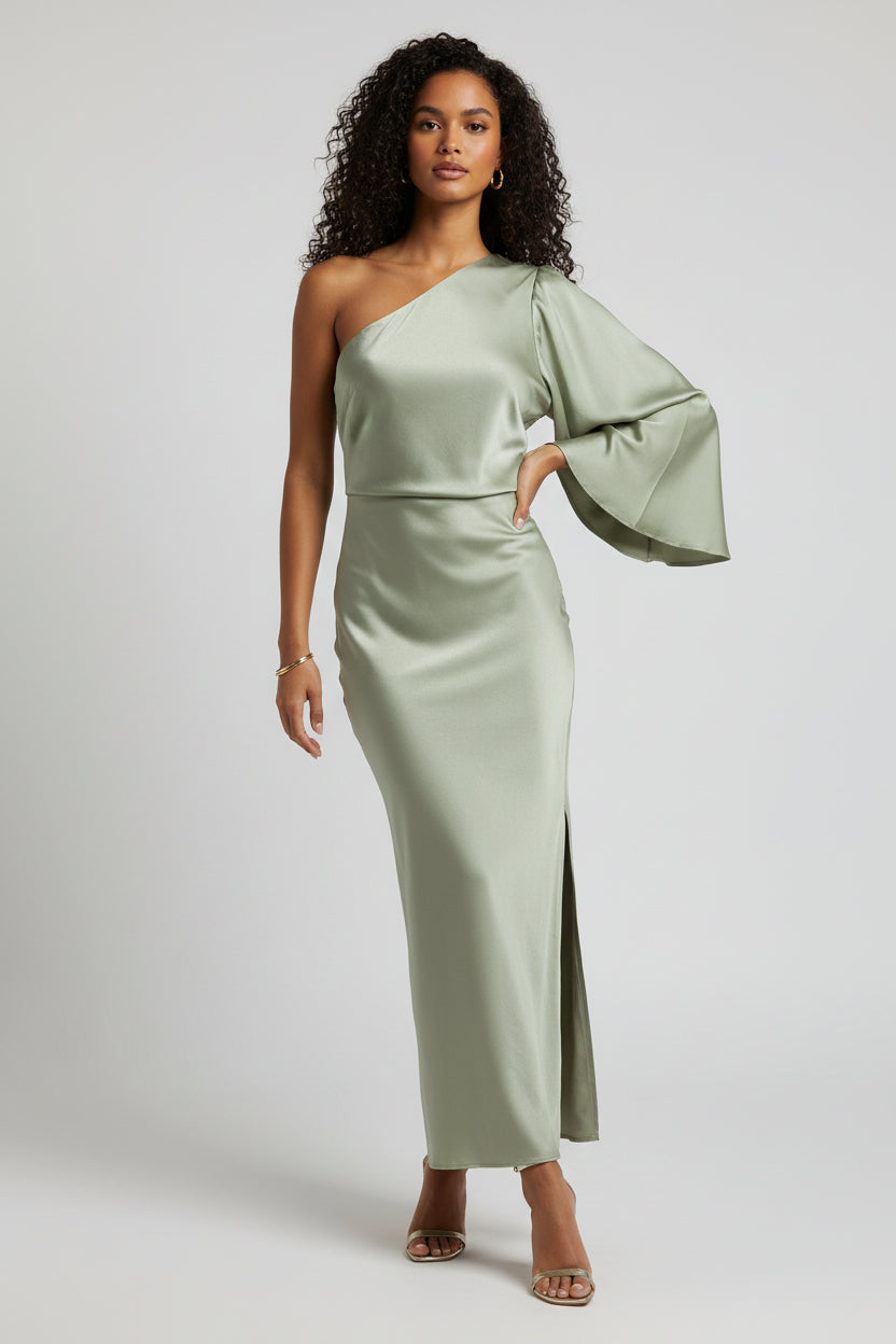 Elegant Asymmetrical Long Evening Dress - Luxivelle