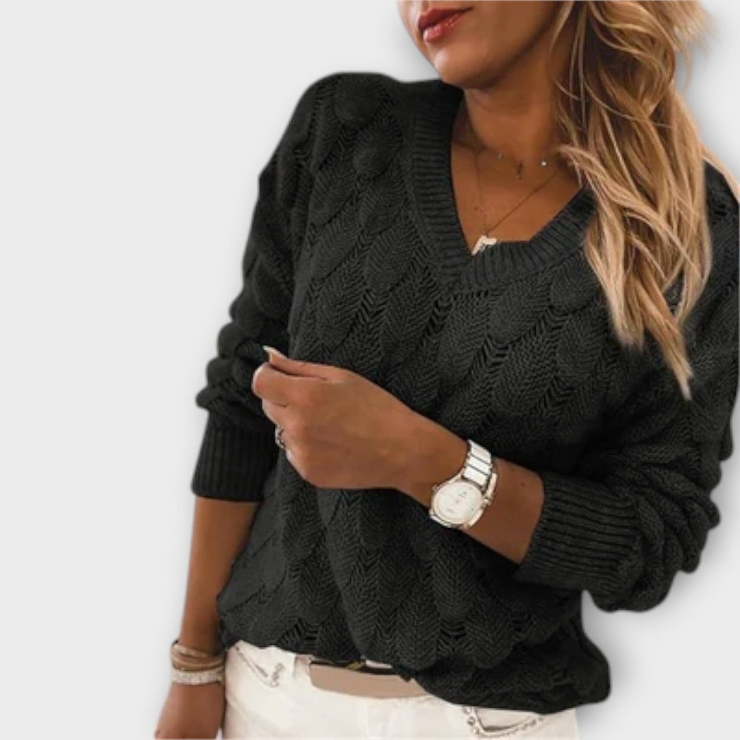 Women's Classic V Neck Jumper Sweater