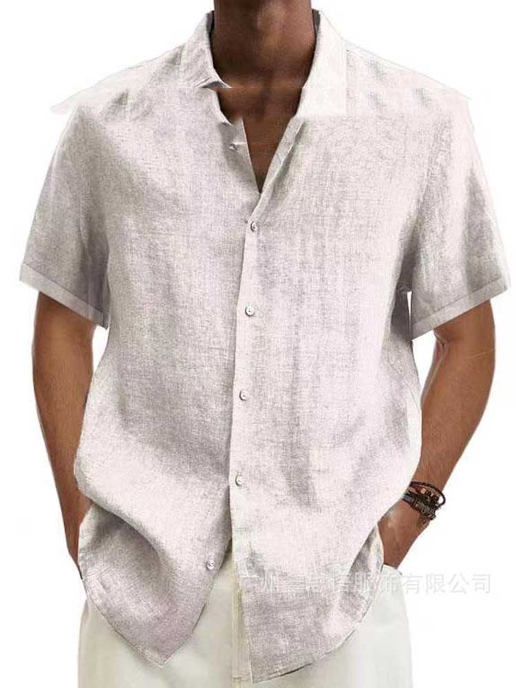 Variant image for Adriaan | White Linen Button Down Shirt for Men-49