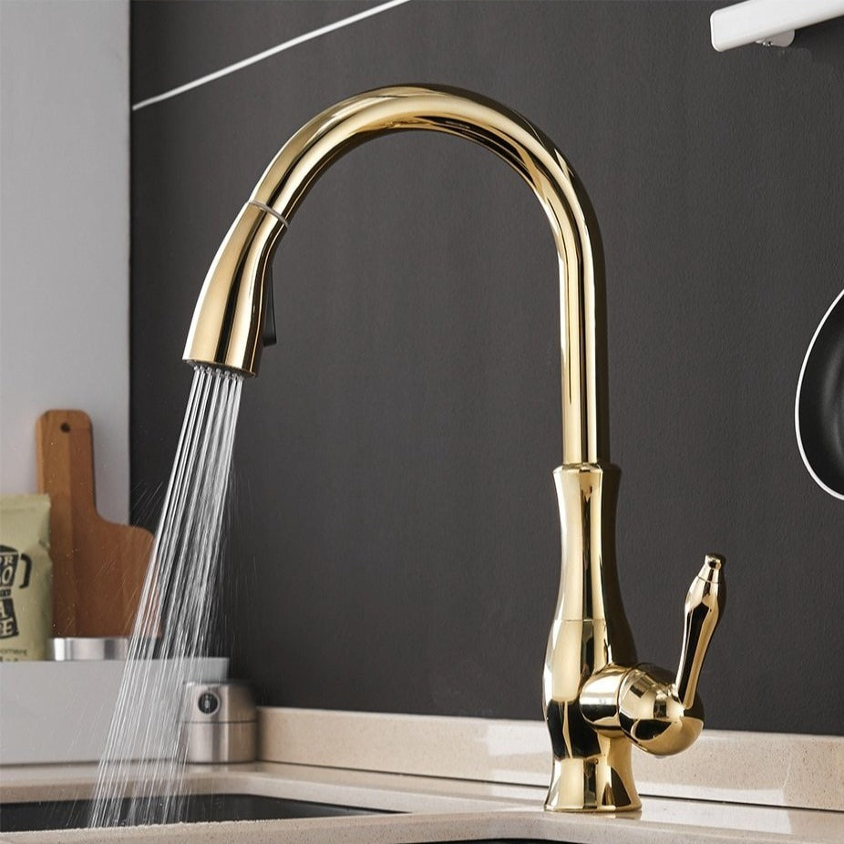 Stylish 360° Rotating Kitchen Faucet with Extendable Spray Nozzle