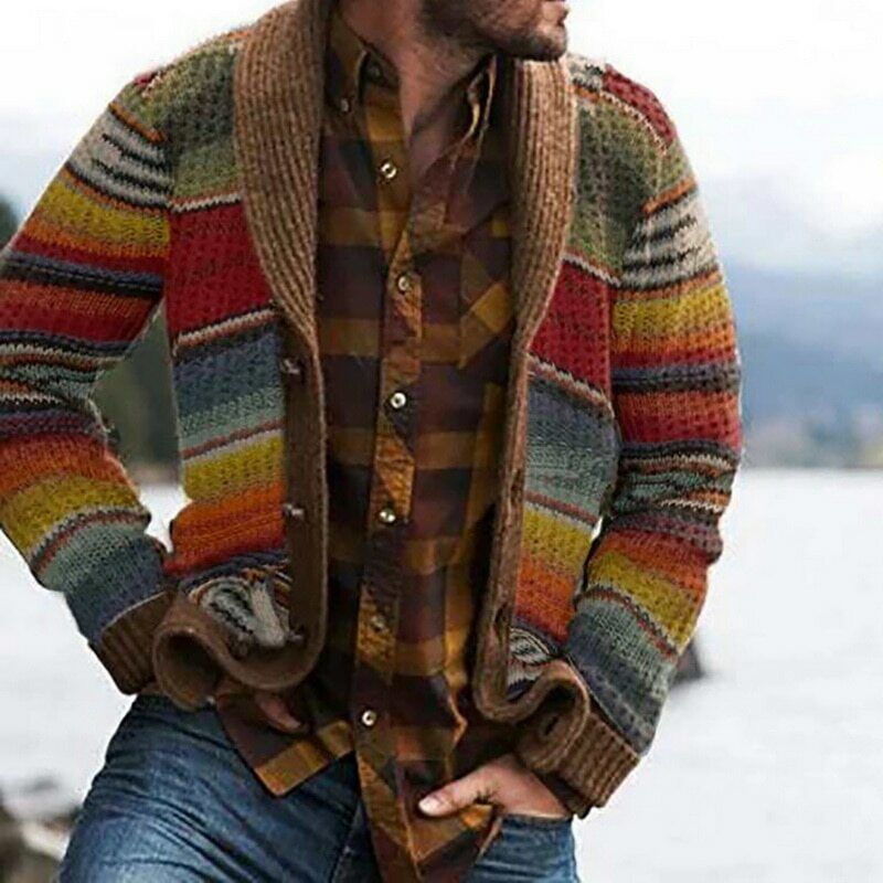 Classic Plaid Mens Cardigan Sweater - Luxivelle