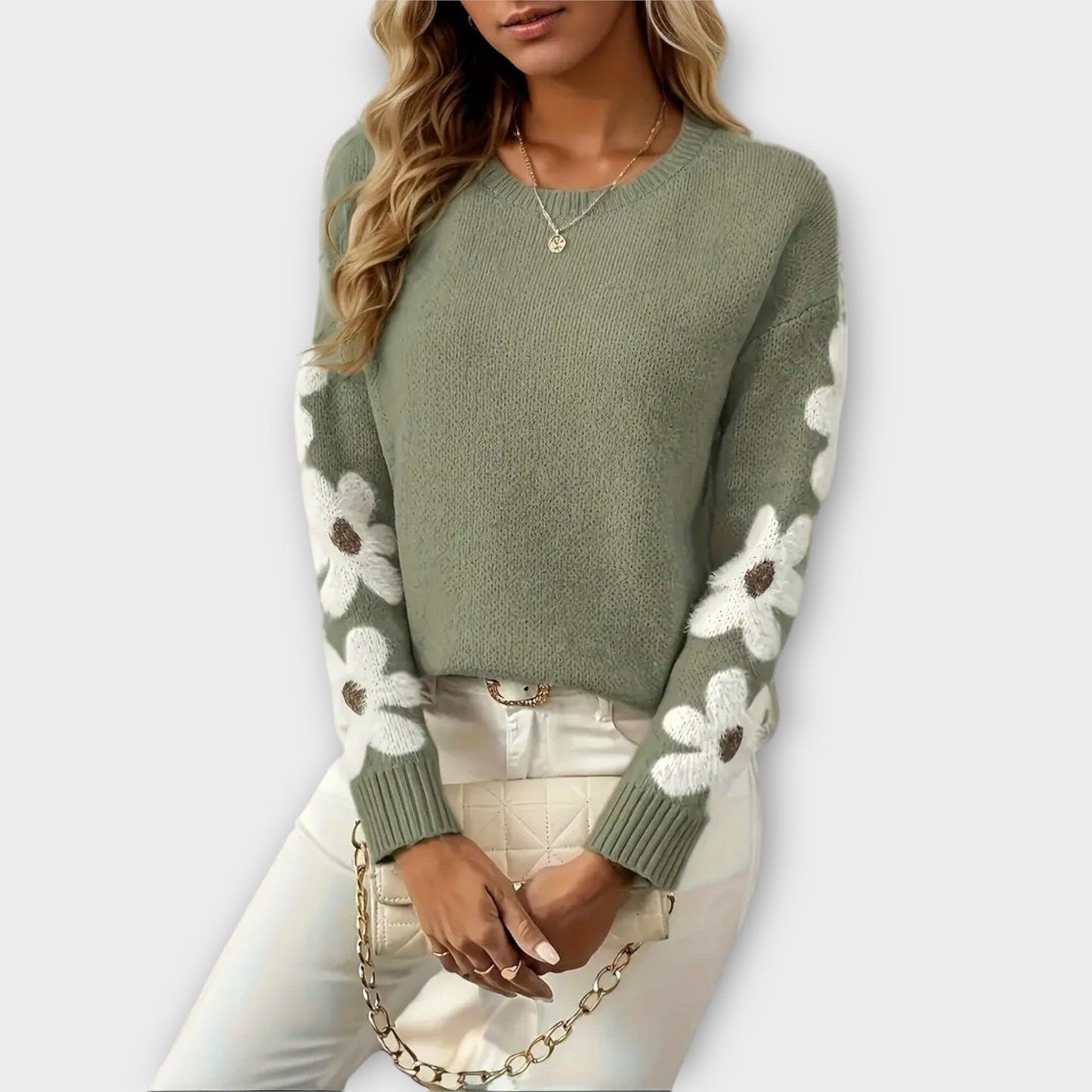 Cozy Floral Pattern Pullover Sweater