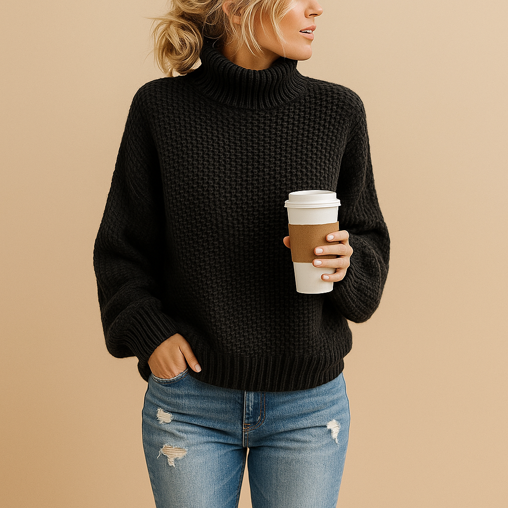 Women’s knit sweater with a timeless design for everyday wear, perfect for both chilly summer nights and cold winter days.