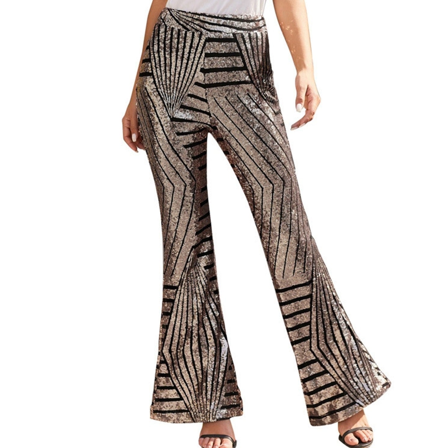 Sparkly High-Waisted Wide Leg Pants