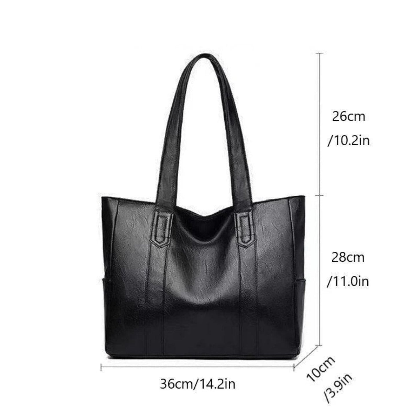 "Women's vintage leather shoulder bag, large capacity, sleek silhouette, elegant brown finish, perfect for daily use."