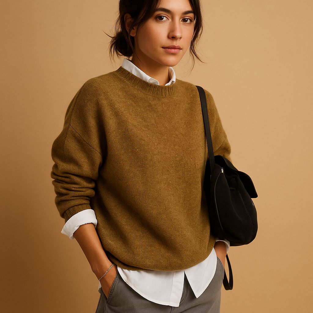 Wool-blend sweater for women with tailored fit, perfect for casual and semi-formal outfits