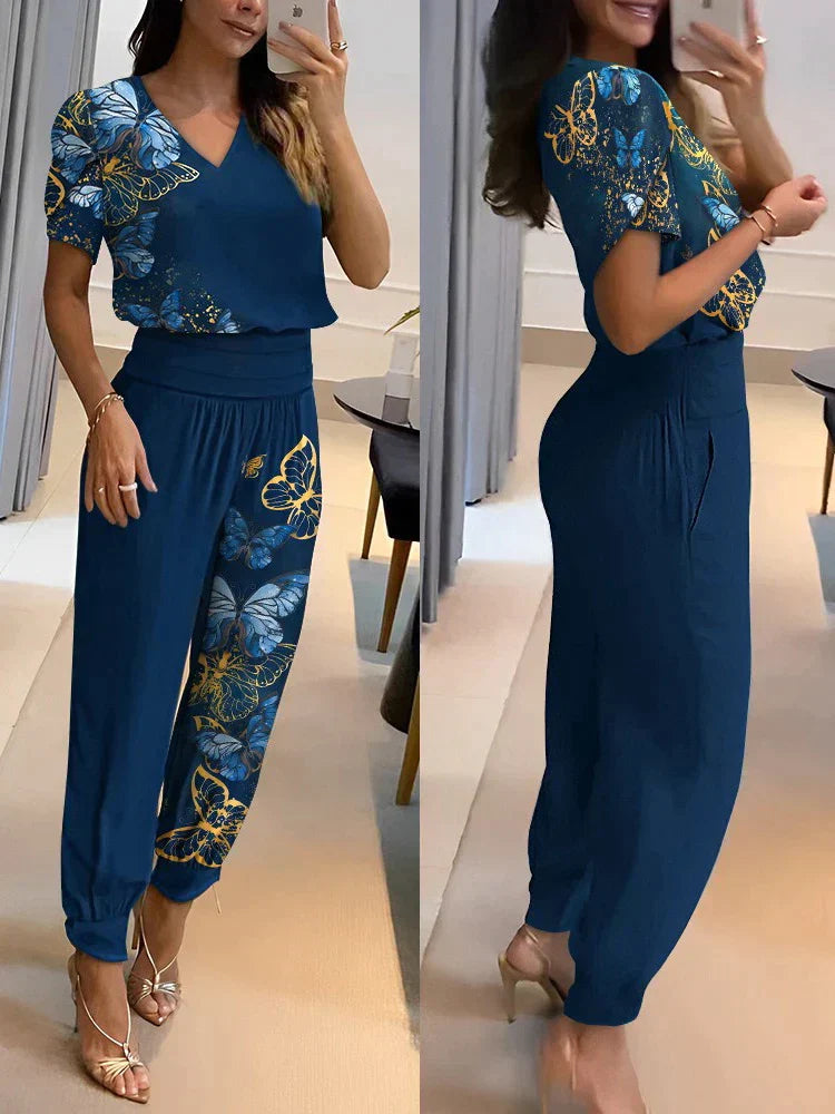 Ladies' 2-Piece V-Neck Suit Set