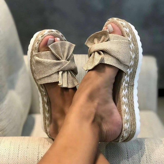 Women's Braided Wedge Sandals with Bow Accent - Luxivelle