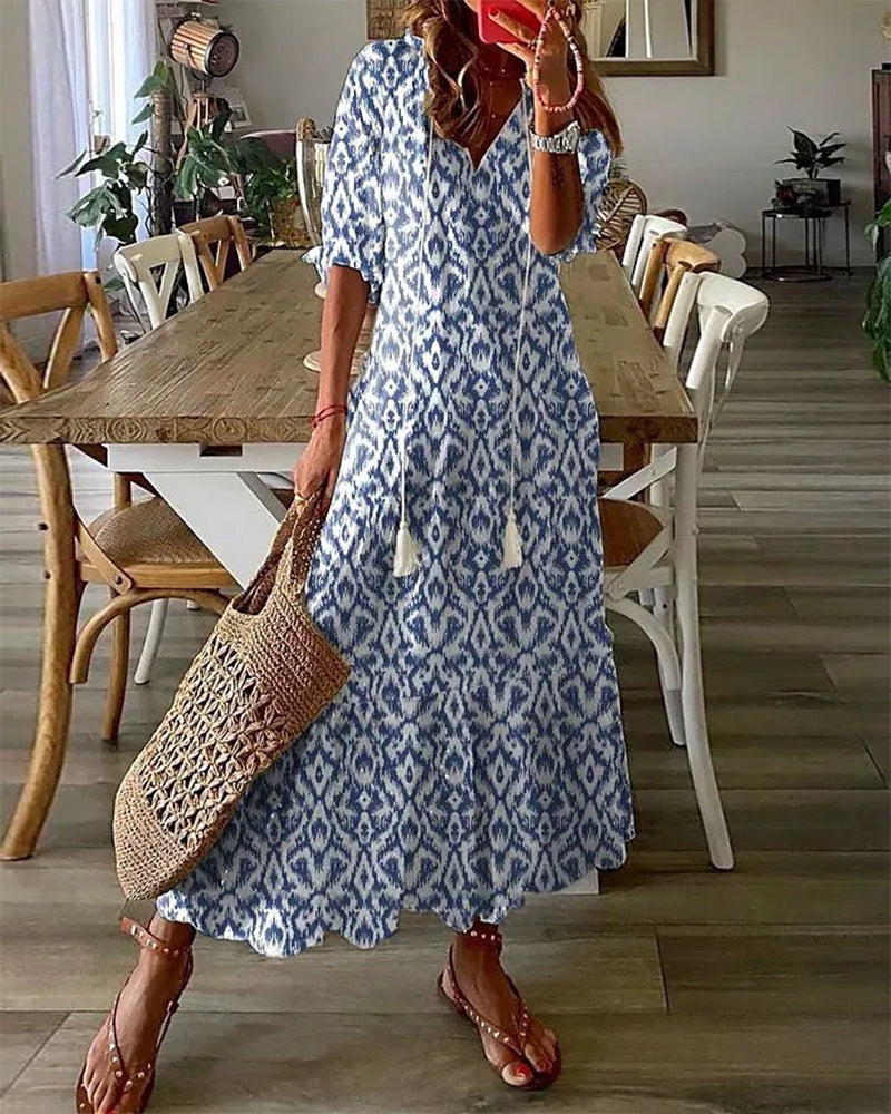 Floral High Waist Summer Dress - Luxivelle