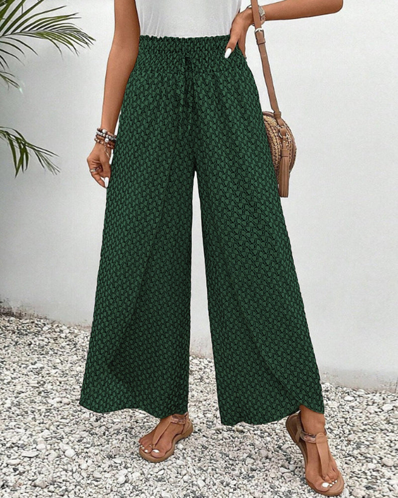 Womens Comfort Fit Printed Wide Leg Pants