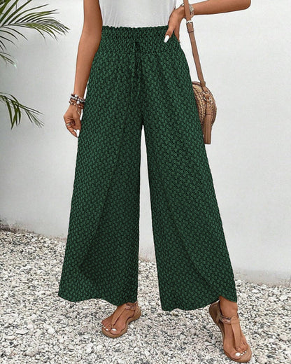 Womens Comfort Fit Printed Wide Leg Pants