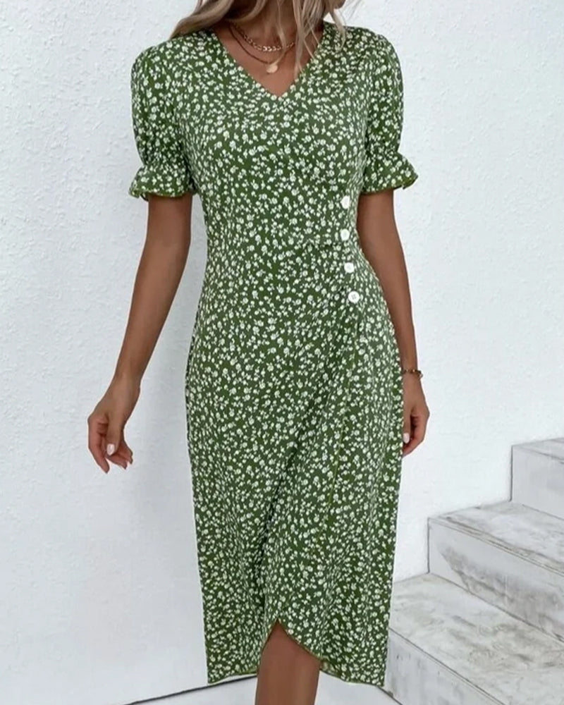 Women's Pretty Floral V Neck Dress