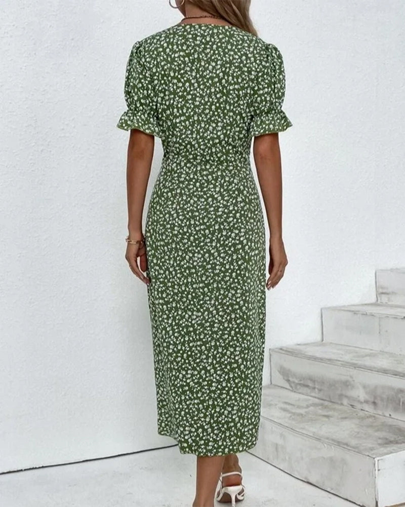 Women's Pretty Floral V Neck Dress