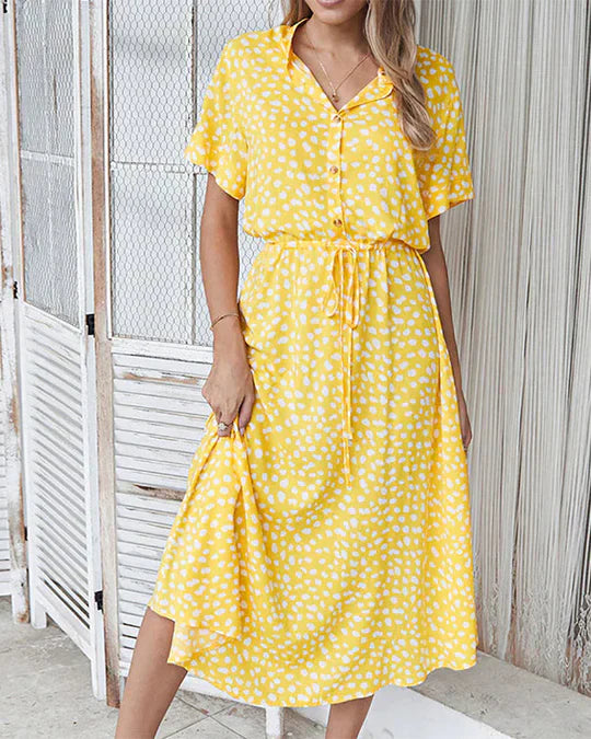 Clara | Long Sleeve Midi Dress for Women in Trendy Point Pattern 3