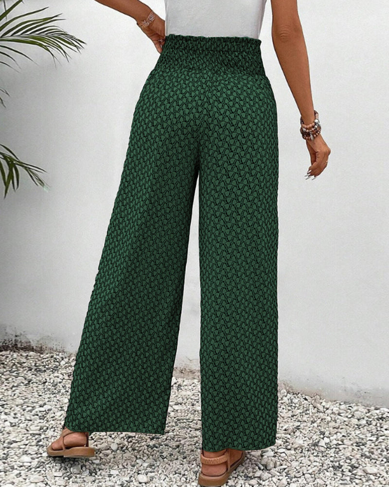 Womens Comfort Fit Printed Wide Leg Pants