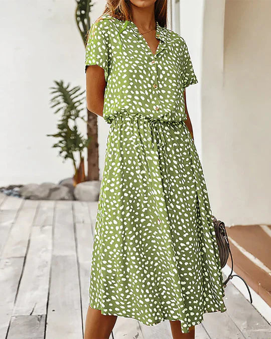 Clara | Long Sleeve Midi Dress for Women in Trendy Point Pattern 6