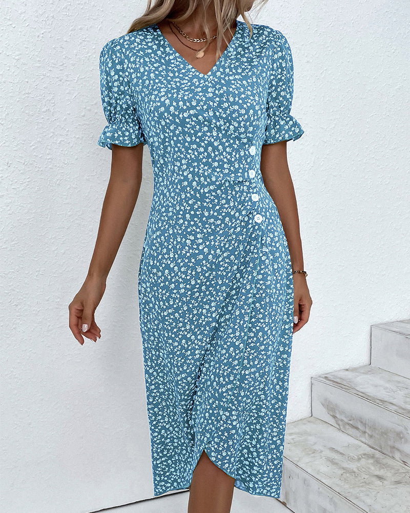 Women's Pretty Floral V Neck Dress
