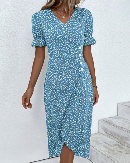 Women's Pretty Floral V Neck Dress