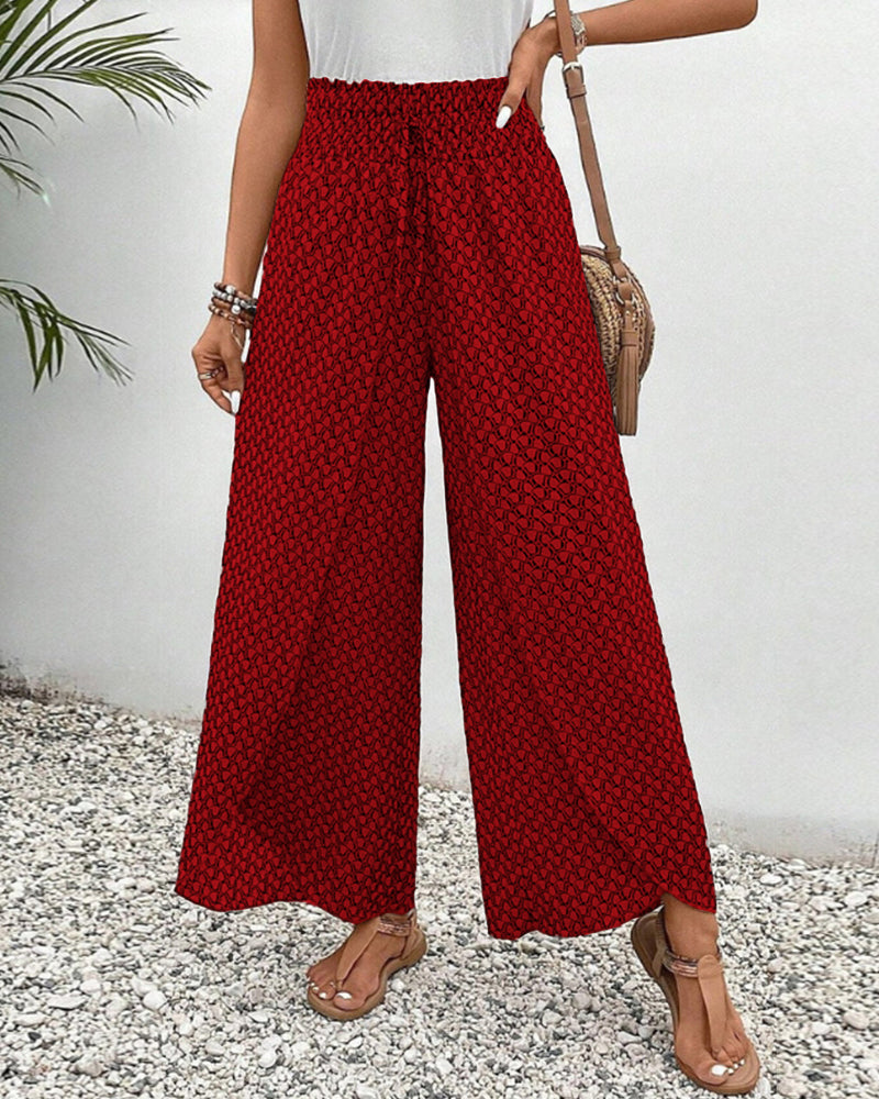 Womens Comfort Fit Printed Wide Leg Pants