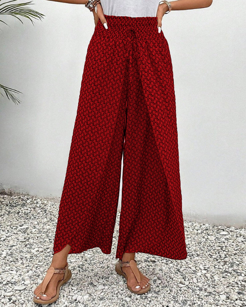 Womens Comfort Fit Printed Wide Leg Pants