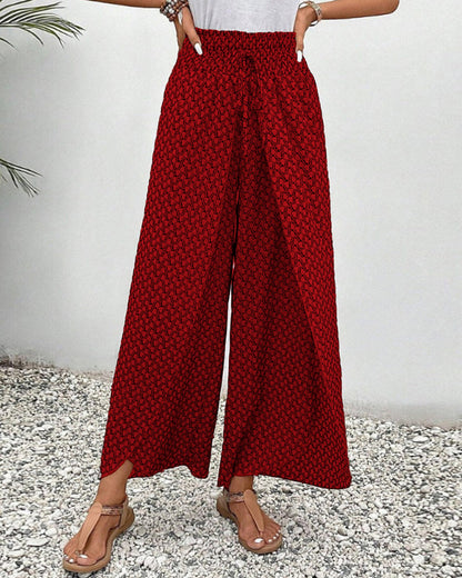 Womens Comfort Fit Printed Wide Leg Pants
