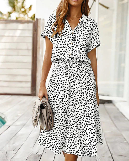 Variant image for Clara | Long Sleeve Midi Dress for Women in Trendy Point Pattern-49
