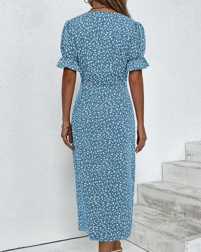 Women's Pretty Floral V Neck Dress