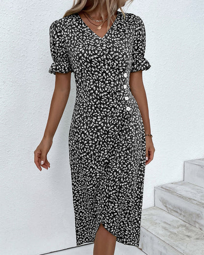 Women's Pretty Floral V Neck Dress