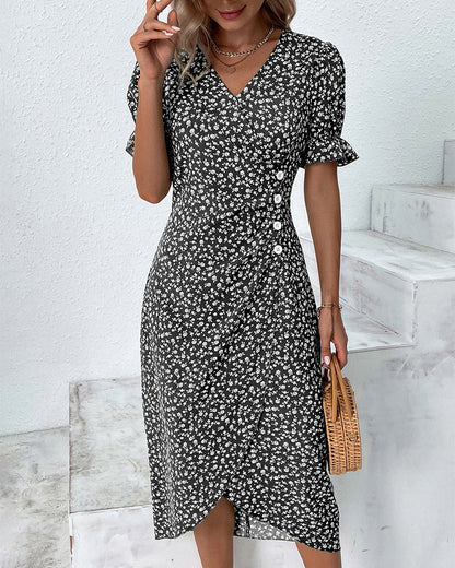 Women's Pretty Floral V Neck Dress