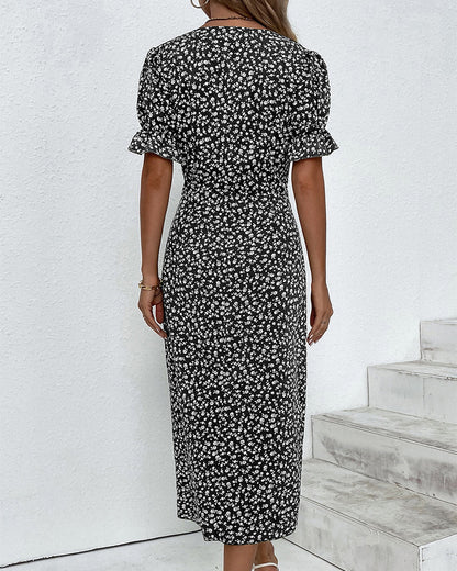 Women's Pretty Floral V Neck Dress